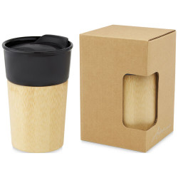Taza de porcelana de 320 ml con pared exterior de bambu Pereira