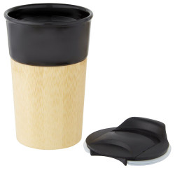 Taza de porcelana de 320 ml con pared exterior de bambu Pereira