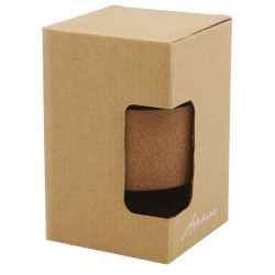 Vaso de vidrio borosilicato de 360 ml con agarre de corcho y tapa de silicona Lidan