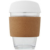 Vaso de vidrio borosilicato de 360 ml con agarre de corcho y tapa de silicona Lidan