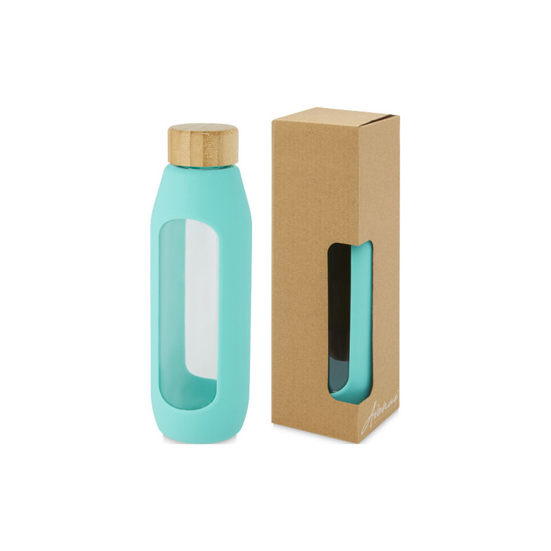 Botella de vidrio borosilicato con agarre de silicona de 600 ml Tidan