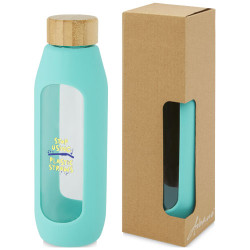 Botella de vidrio borosilicato con agarre de silicona de 600 ml Tidan