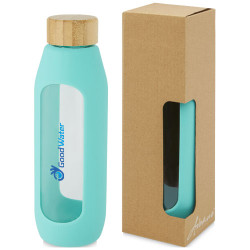 Botella de vidrio borosilicato con agarre de silicona de 600 ml Tidan