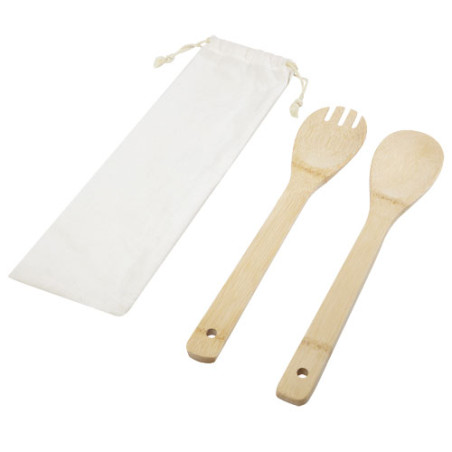 Cuchara y tenedor de bambu para ensalada Endiv