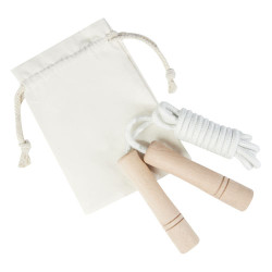Cuerda de saltar de madera en bolsa de algodon Denise