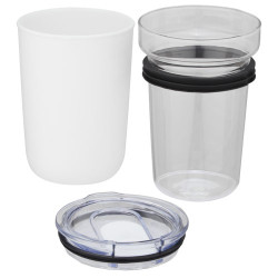 Vaso de vidrio de 420 ml con pared exterior de plastico reciclado Bello