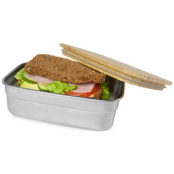 Fiambrera de acero inoxidable con tapa de bambu Tite