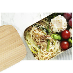 Fiambrera de acero inoxidable con tapa de bambu Tite