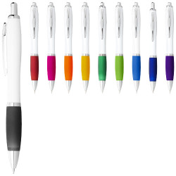 Boligrafo blanco con empunadura de color Nash tinta negra
