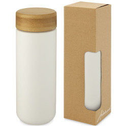 Vaso de ceramica de 300 ml con tapa de bambu Lumi