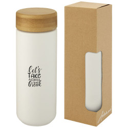 Vaso de ceramica de 300 ml con tapa de bambu Lumi