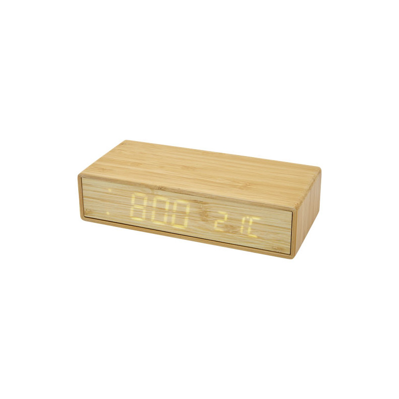 Cargador inalambrico de bambu con reloj Minata