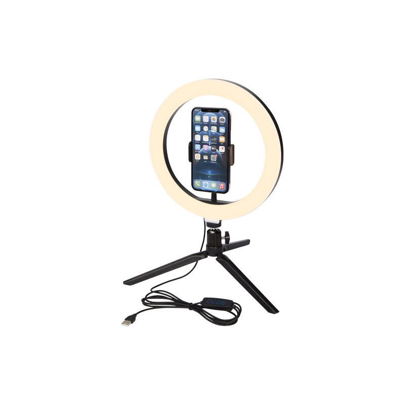 Aro de luz para selfies y vlogging con soporte para telefono y tripode Studio