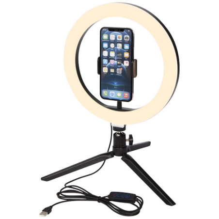 Aro de luz para selfies y vlogging con soporte para telefono y tripode Studio