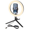 Aro de luz para selfies y vlogging con soporte para telefono y tripode Studio