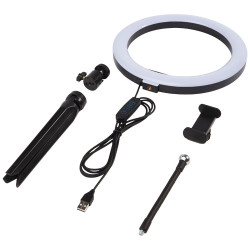 Aro de luz para selfies y vlogging con soporte para telefono y tripode Studio