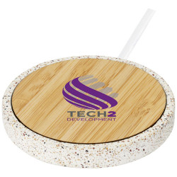 Base de carga inalambrica de bambu de 10 W Terrazzo