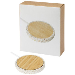 Base de carga inalambrica de bambu de 10 W Terrazzo
