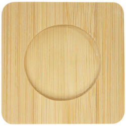 Dos tazas de vidrio de doble pared de 100 ml con posavasos de bambu Manti