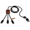 Cable de carga 5 en 1 de PET reciclado con logo retroiluminado y estuche cuadrado de madera SCXdesign C38