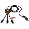 Cable de carga 5 en 1 de PET reciclado con logo retroiluminado y estuche redondo de madera SCXdesign C37