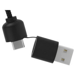 Cable de carga 5 en 1 de PET reciclado con logo retroiluminado y estuche redondo de madera SCXdesign C37