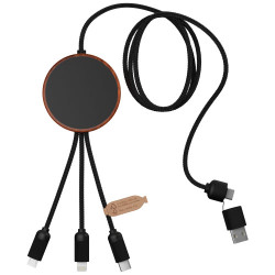 Cable de carga 5 en 1 de PET reciclado con logo retroiluminado y base de carga de 10 W SCXdesign C40