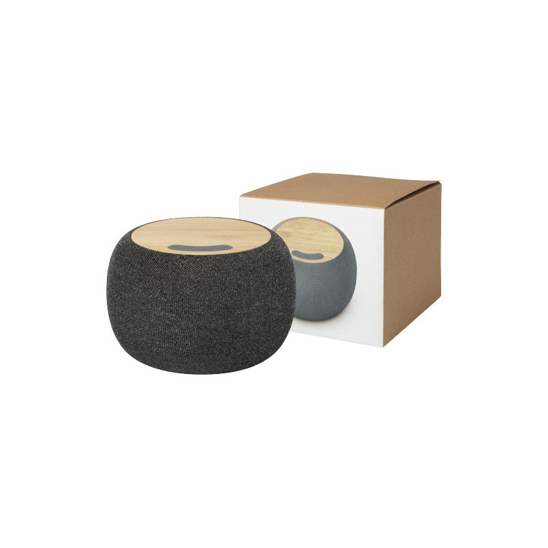 Altavoz de bambu RPET BluetoothR y base de carga inalambrica Ecofiber