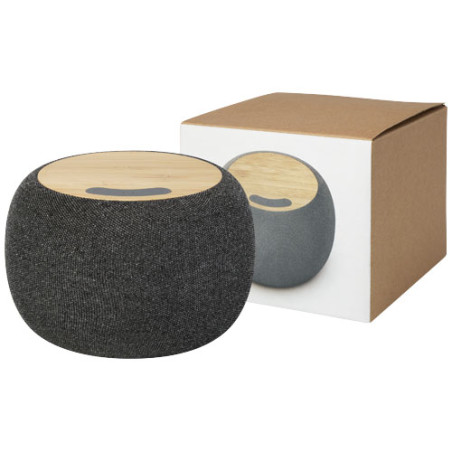 Altavoz de bambu RPET BluetoothR y base de carga inalambrica Ecofiber