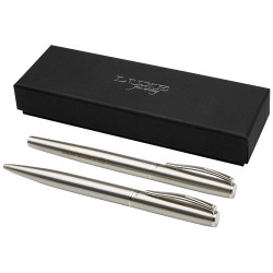 Set de boligrafo y rollerball de acero inoxidable reciclado Didimis tinta negra