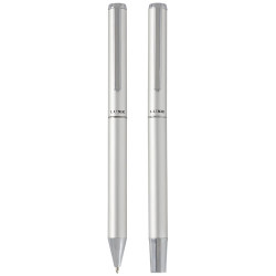 Set de regalo de boligrafo y rollerball de aluminio reciclado Lucetto tinta negra