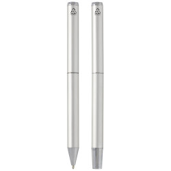 Set de regalo de boligrafo y rollerball de aluminio reciclado Lucetto tinta negra