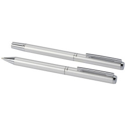 Set de regalo de boligrafo y rollerball de aluminio reciclado Lucetto tinta negra