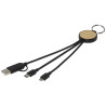 Cable de carga 6 en 1 de plastico reciclado bambu con llavero Tecta