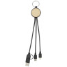 Cable de carga 6 en 1 de plastico reciclado bambu con llavero Tecta