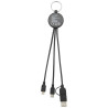 Cable de carga 6 en 1 de plastico reciclado bambu con llavero Tecta