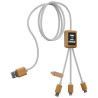 Cable de carga 3 en 1 de PET reciclado con logotipo retroiluminado y estuche cuadrado de bambu SCXdesign C39