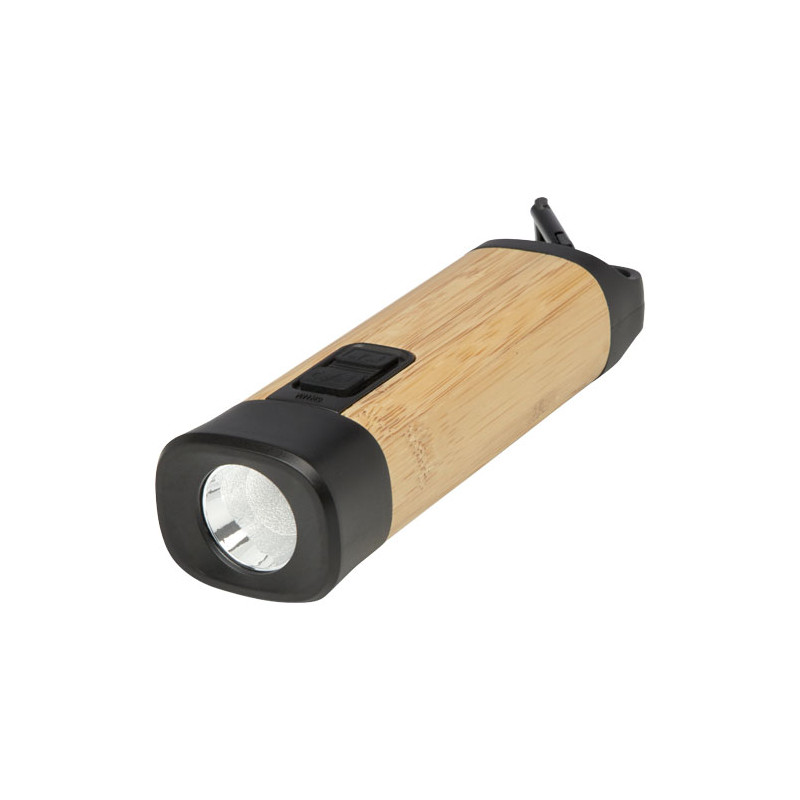 Linterna de plastico reciclado con mosqueton de bambu RCS Kuma