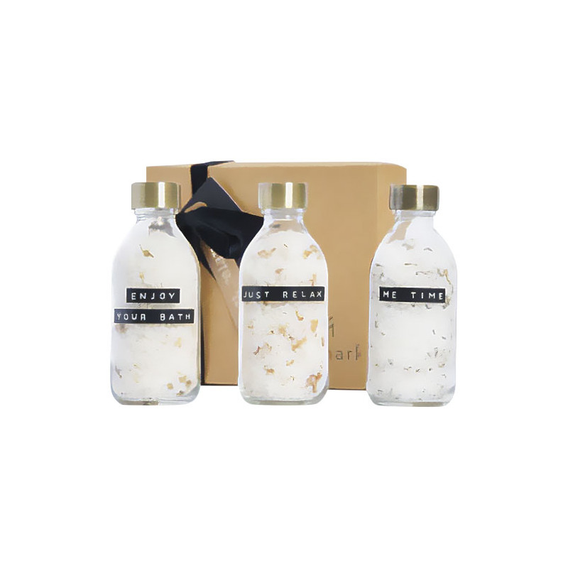 Conjunto de regalo de sal de bano de 3 piezas de 200 ml Wellmark Just Relax