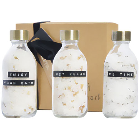 Conjunto de regalo de sal de bano de 3 piezas de 200 ml Wellmark Just Relax