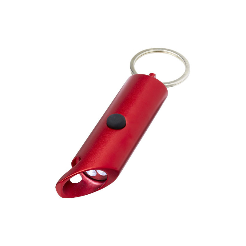 Luz LED IPX de aluminio reciclado y abrebotellas con llavero Flare