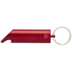 Luz LED IPX de aluminio reciclado y abrebotellas con llavero Flare