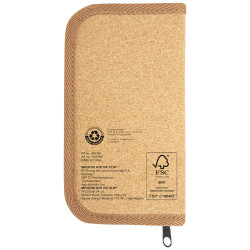 Set de herramientas de plastico reciclado con certificacion RCS de 24 piezas con funda de corcho Spike