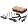 Set de herramientas de plastico reciclado con certificacion RCS de 24 piezas con funda de corcho Spike