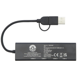 Hub USB 20 de aluminio reciclado con certificacion RCS Rise