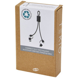 Cable de carga rapida y transmision de datos 6 en 1 de 45 W en aluminio reciclado con certificacion RCS Connect