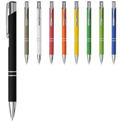 Boligrafo con empunadura de tacto suave Moneta tinta negra
