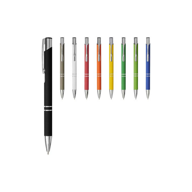 Boligrafo con empunadura de tacto suave Moneta tinta negra