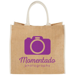 Bolsa Tote de yute con bordes contrastados Harry