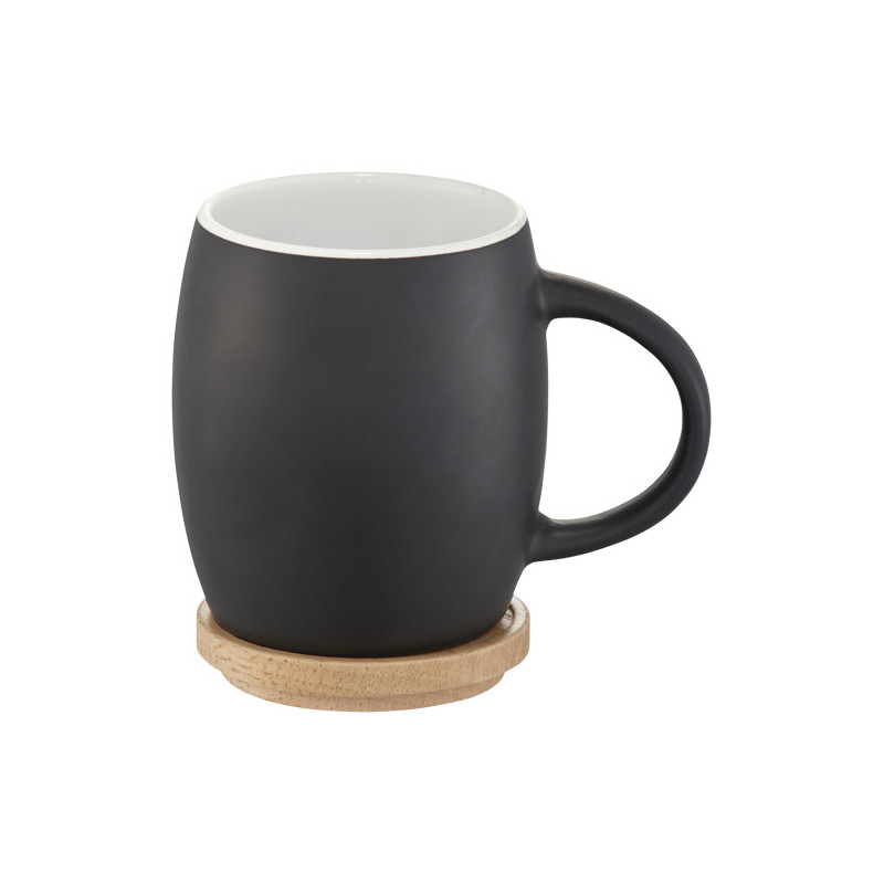 Taza de ceramica de 400 ml con base de madera Hearth